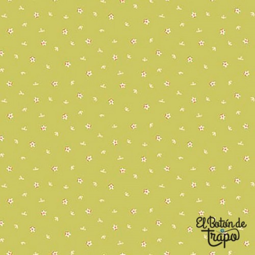 Tela Anni Downs Patchwork verde florecitas crema Simply Bee