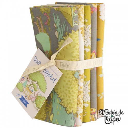 Pack 5 Fat Quarters Tilda Sunday Brunch Grey/Yellow