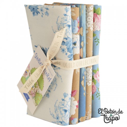 Pack 5 Fat Quarters Tilda Sunday Brunch Blue/Sand