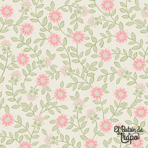 Tela Trasera Field Floral Green/Pink